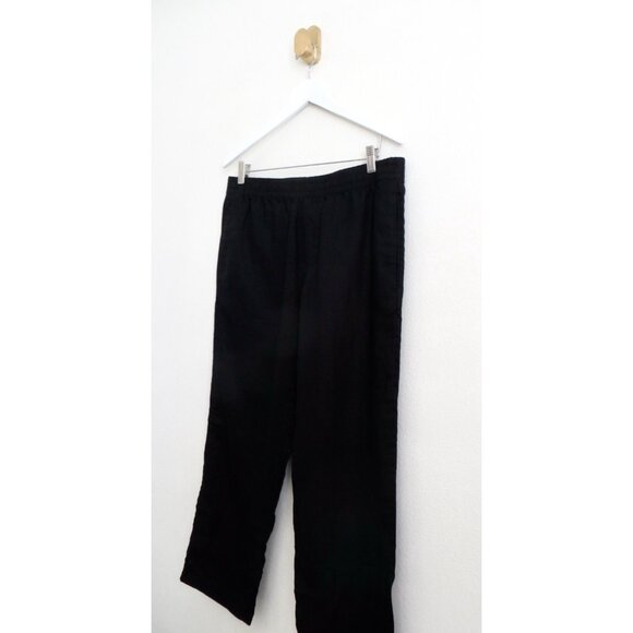 NEW! H&M Linen Blend Relaxed Pants High Waisted Black  SZ M - Picture 4 of 9